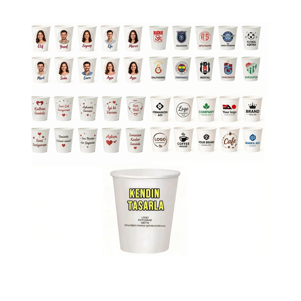 Kişiye Özel Baskılı 180 ml Karton Bardak