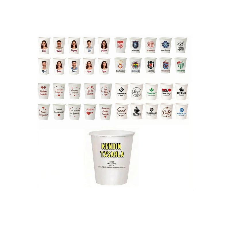 Kişiye Özel Baskılı 180 ml Karton Bardak, Sızdırmazlık Garantili