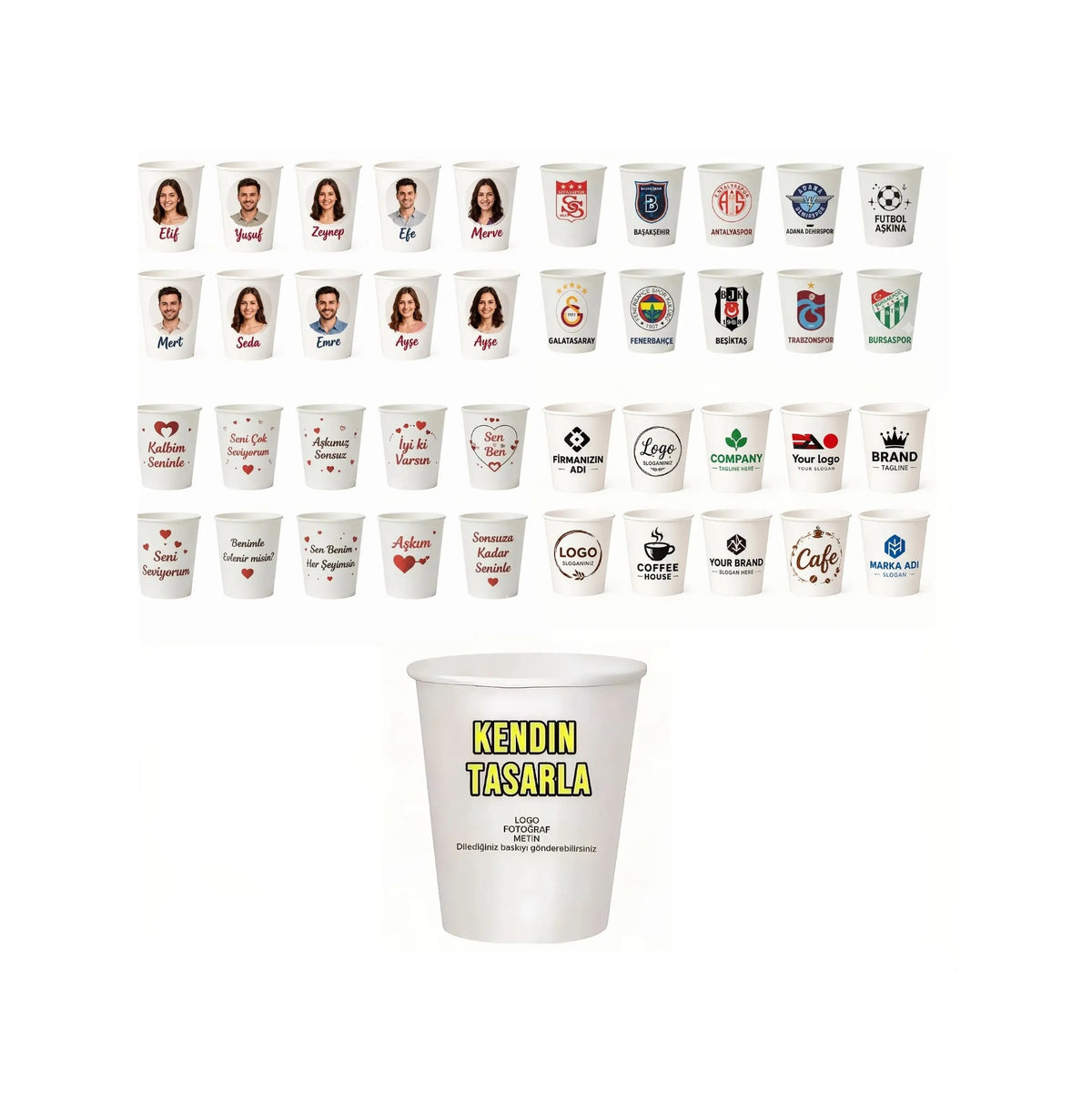 Kişiye Özel Baskılı Karton Bardak 180 ml sızdırmazlık garantili