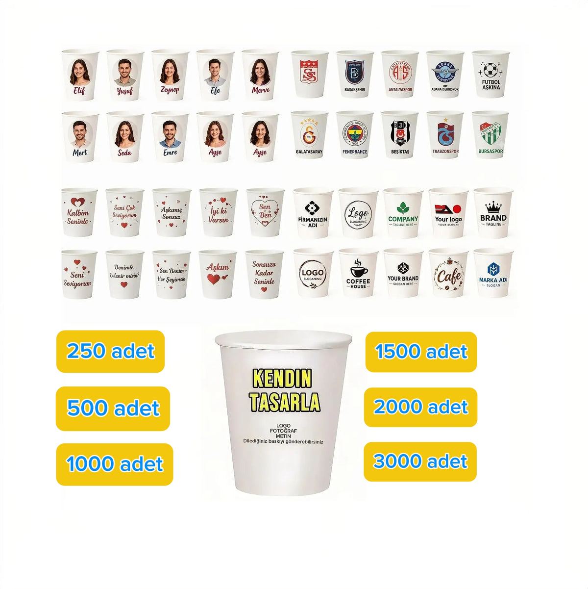 Kişiye Özel Baskılı Karton Bardak 180 ml sızdırmazlık garantili